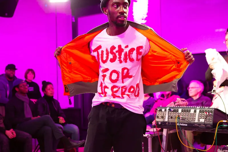 Production still from Hype Man at The Flea Theater, by Hunter Canning