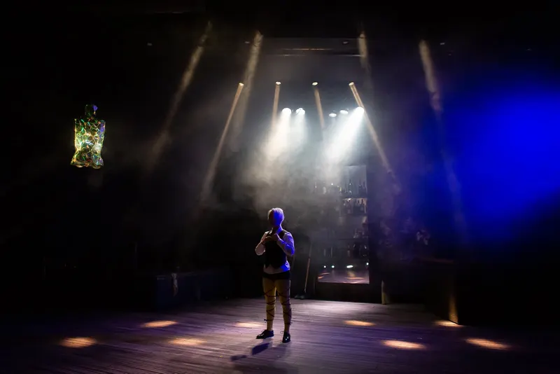 Production still from Twelfth Night, Fordham theater program, by Hunter Canning